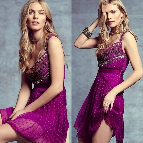 NWT Free People Jeweled Chevron Embellished Dress - Picture 1 of 14